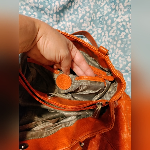 Dana Buchman Boho Faux Leather Woven Orange Purse - Picture 8 of 16